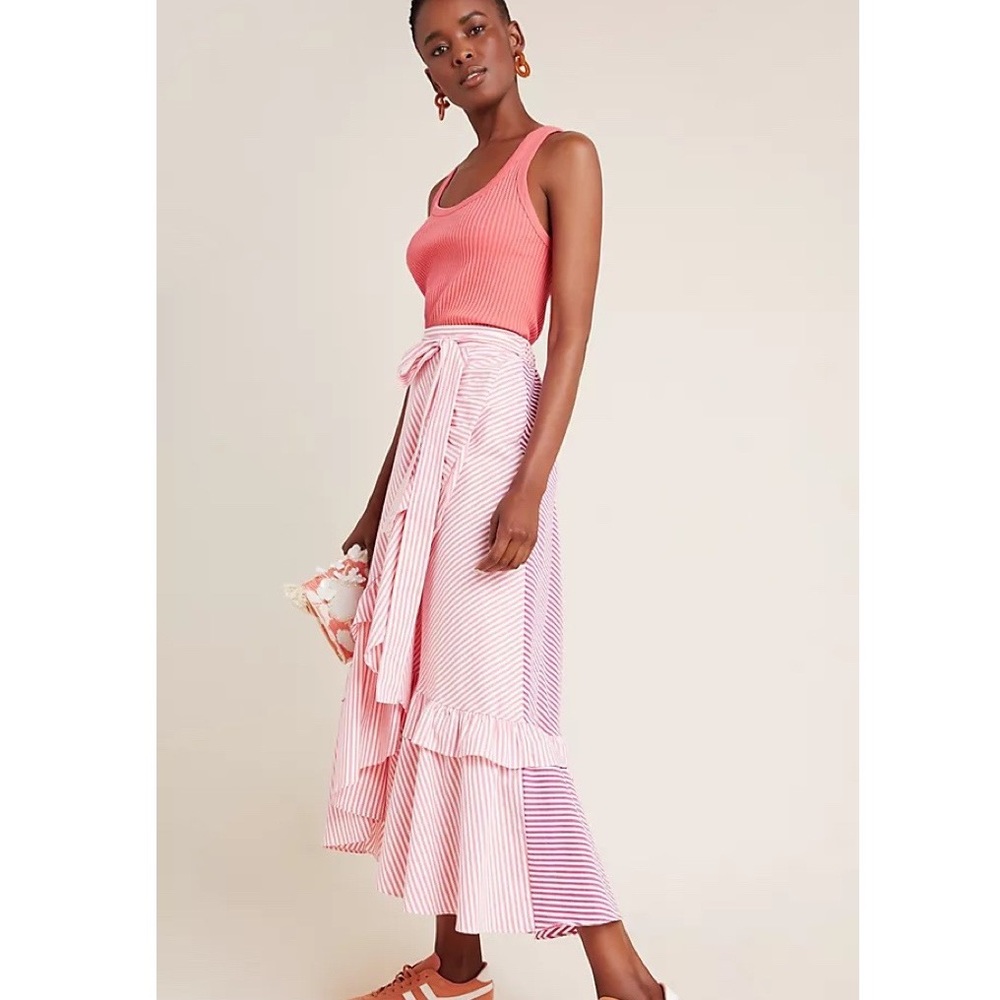 Anthropologie Maeve Penny Ruffled Midi Skirt - NWOT